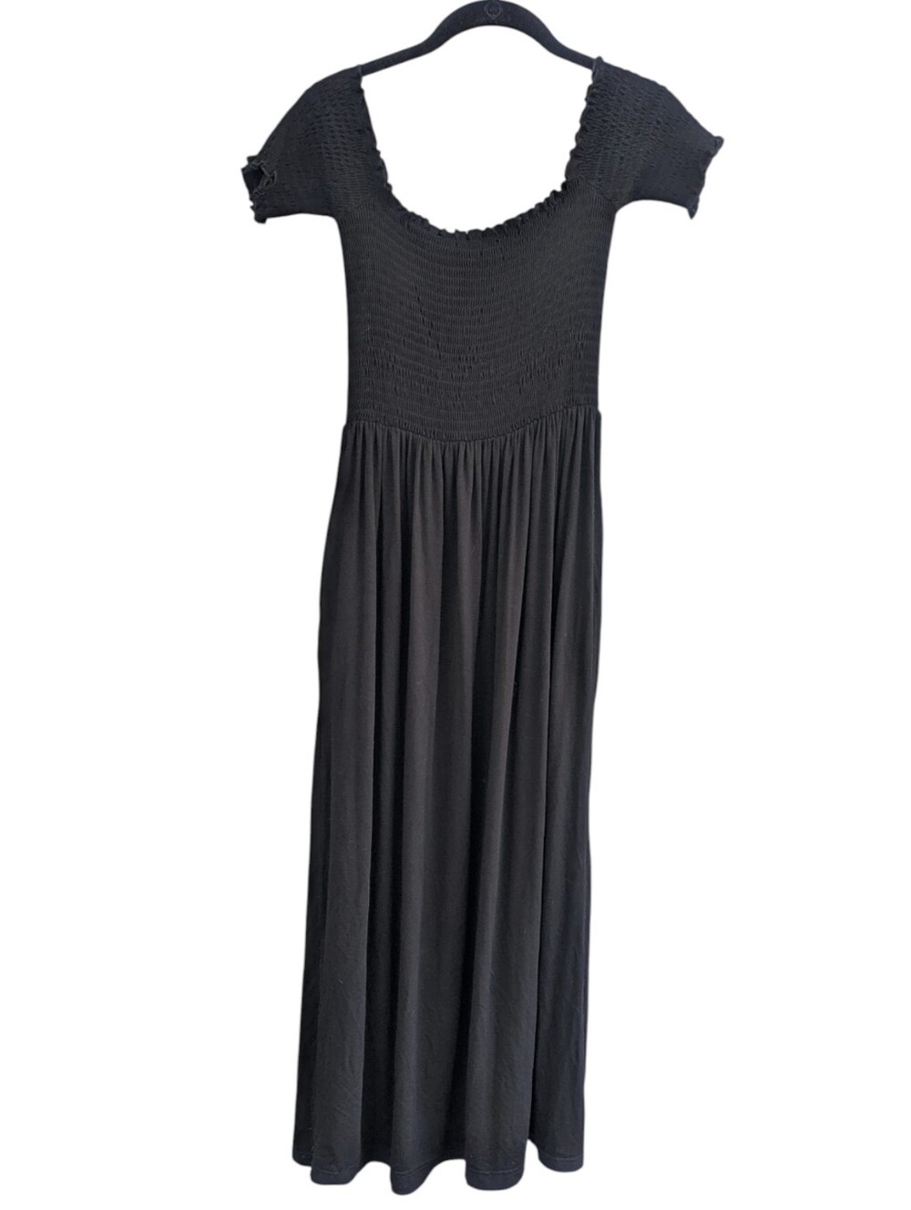 Foxblood Black Off Shoulder Smocked Dress